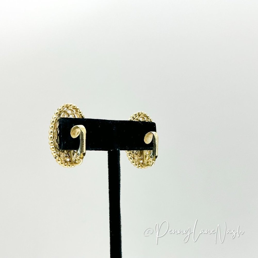 Vintage Gold Badge with Blue & White Silhouette Earrings - Picture 8 of 8